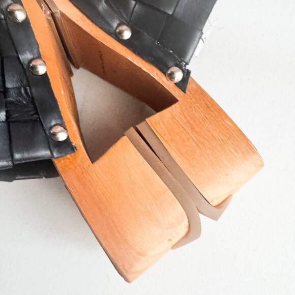 MIISTA Black leather woven Clog Slides 41 - Picture 5 of 9